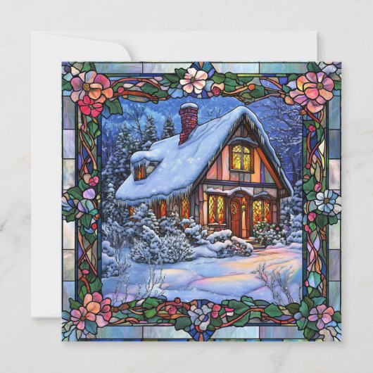 Carte de vœux de cottage d'hiver (Devant)