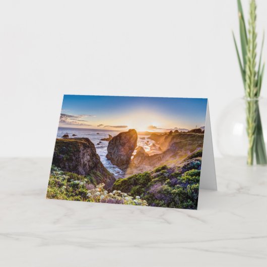 Carte de voeux de coucher du soleil de côte de la (Devant)