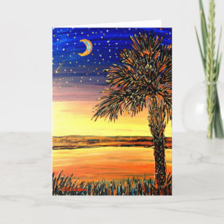 Carte de voeux de coucher du soleil de Palmetto