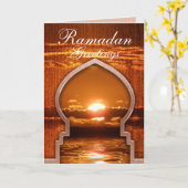 Carte de voeux de coucher du soleil de Ramadan (Fleur jaune)