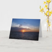 Carte de voeux de coucher du soleil d'océan (Fleur jaune)