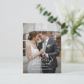 Carte de vœux de couple marié joyeusement marié po (Debout devant)