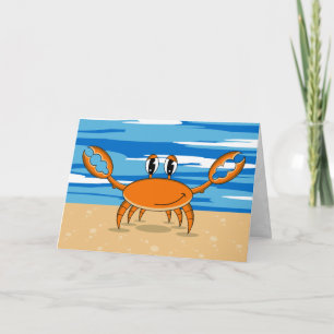 Carte de voeux de crabe orange mignonne
