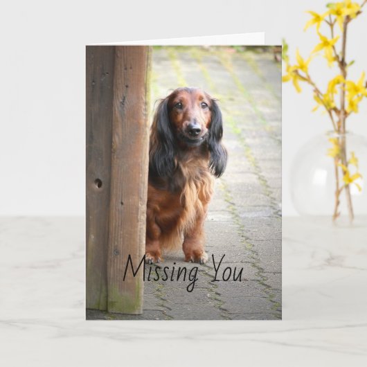 Carte de voeux de Dachshund Manquant (Fleur jaune)