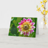 Carte de voeux de dahlia, intérieur vide (Fleur jaune)