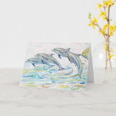 Carte de voeux de dauphins d'éblouissement (Fleur jaune)