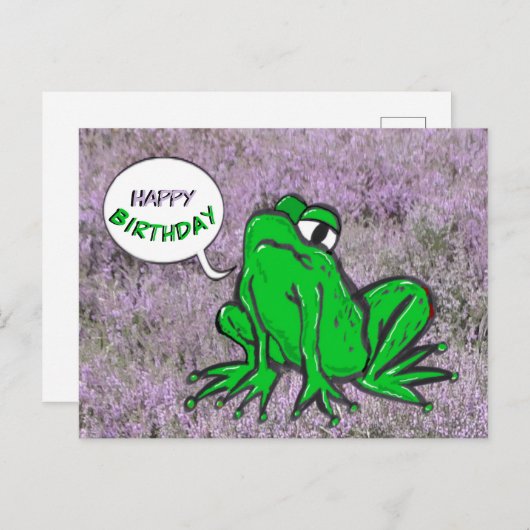 Carte de vœux de dessin animé Grenouille verte Cus (Devant / Derrière)