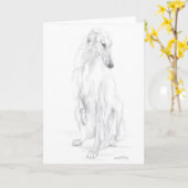 Carte de voeux de dessin de chien au crayon de Bor (Fleur jaune)