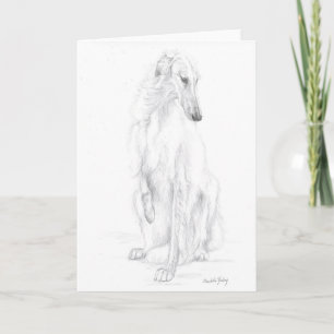 Carte de voeux de dessin de chien au crayon de Bor
