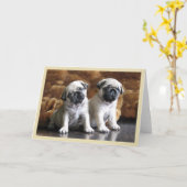 Carte de voeux de deux carlins (Fleur jaune)