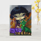 Carte de voeux de "deux Dragonlings mignon" (Fleur jaune)