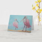 Carte de voeux de DEUX SPATULES (Fleur jaune)