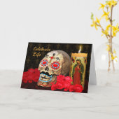 Carte de voeux de Dia de los Muertos (Fleur jaune)