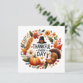 Carte de vœux de dinde de remerciement quotidien (Debout devant)