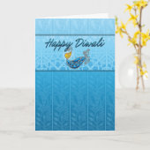 Carte de voeux de Diwali avec la lampe (Fleur jaune)