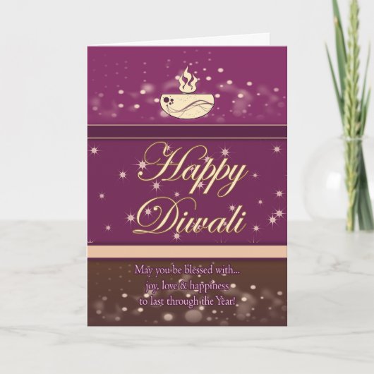Carte de voeux de Diwali avec la lampe - Diwali (Devant)