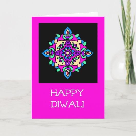 Carte de voeux de Diwali avec le motif de Rangoli (Devant)