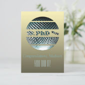 Carte de voeux de doctorat platine bleu (Debout devant)