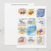 Carte de vœux de douze créatures marines (Devant / Derrière)