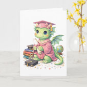 Carte de vœux de dragon de remise de diplôme rose  (Fleur jaune)