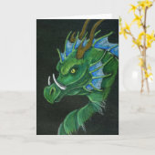 Carte de voeux de dragon vert (Fleur jaune)