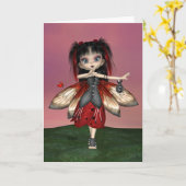 Carte de voeux "de Fae de coccinelle" (Fleur jaune)