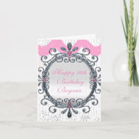 Carte de voeux de fantaisie rose et blanche