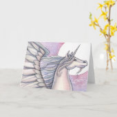 Carte de vœux de fantasy de licorne (Fleur jaune)