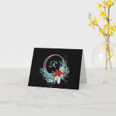 Carte de vœux de fête avec couronne monogrammée no (Fleur jaune)