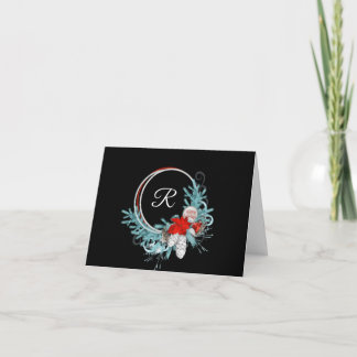 Carte de vœux de fête avec couronne monogrammée no