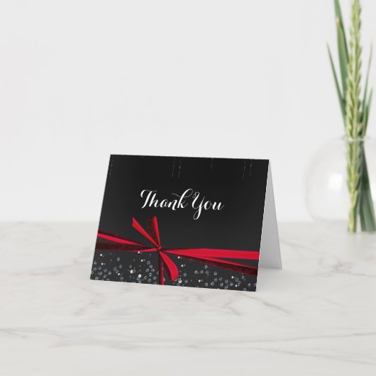 Carte de vœux de fête de vacances Red Bow Sparkle (Devant)