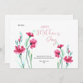 Carte de vœux de fête des mères (Devant / Derrière)