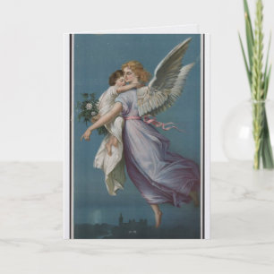 Carte de vœux de fête des mères Ange portant un en