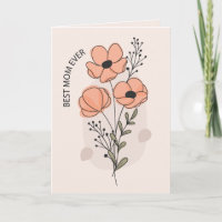 Carte de vœux de fête des mères au coquelicot aqua