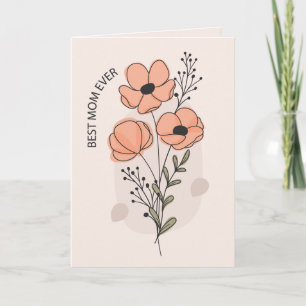 Carte de vœux de fête des mères au coquelicot aqua