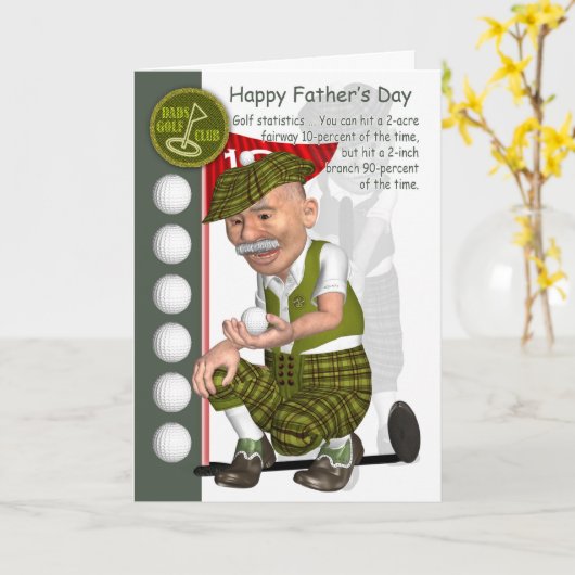 Carte de voeux de fête des pères de golf avec le (Fleur jaune)