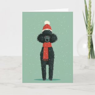 Carte de vœux de fêtes avec Caniche Noir