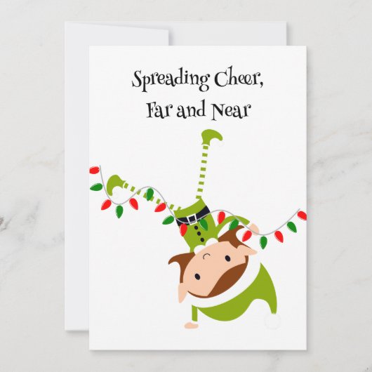 Carte de vœux de fêtes avec code QR Elfe qui fait  (Devant)