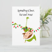 Carte de vœux de fêtes avec code QR Elfe qui fait (Debout devant)