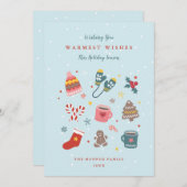 Carte de vœux de fêtes avec des icônes de Noël et  (Devant / Derrière)