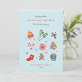 Carte de vœux de fêtes avec des icônes de Noël et  (Debout devant)