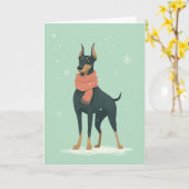 Carte de vœux de fêtes avec Doberman (Fleur jaune)