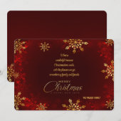 Carte de vœux de fêtes avec flocons d'or (Devant / Derrière)