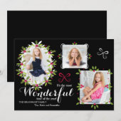 Carte de vœux de fêtes avec Holly Frames (Devant / Derrière)