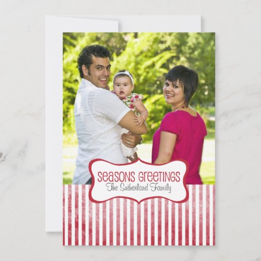 Carte de vœux de fêtes avec rayures festives (Devant)