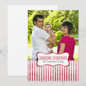 Carte de vœux de fêtes avec rayures festives (Devant / Derrière)