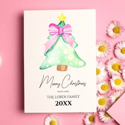 Carte de vœux de fêtes avec un arbre de Noël et un