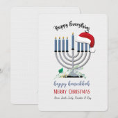 Carte de vœux de fêtes avec une menorah et un Père (Devant / Derrière)