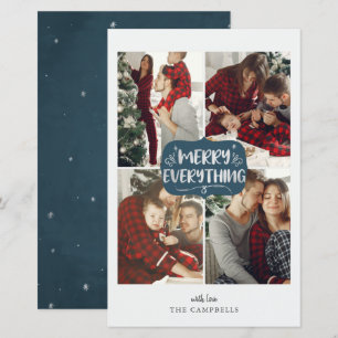 Carte de vœux de fêtes Budget Blue Merry Everythin