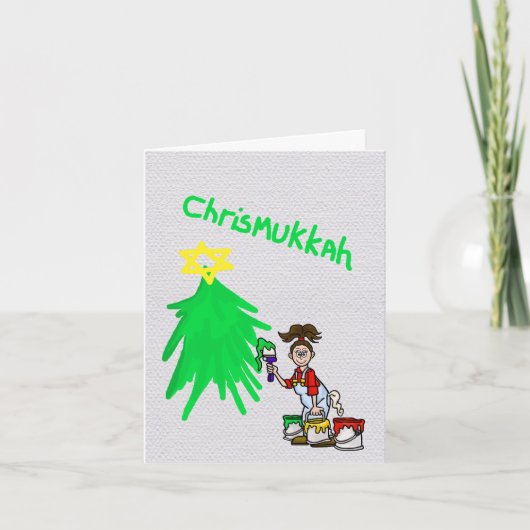 Carte de vœux de fêtes de Chrismukkah pour peintre (Devant)